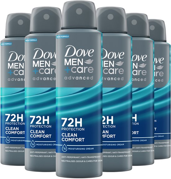 Dove Men+Care Advanced Clean Comfort Anti-Transpirant Spray 6 x 150 ml