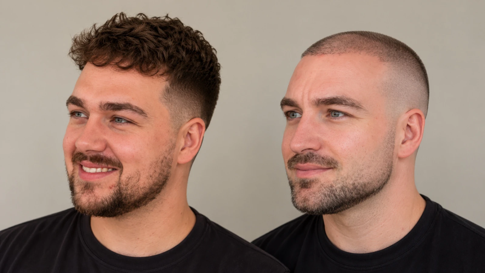 Pim met een mid fade en Jens met een high fade, van opzij naast elkaar