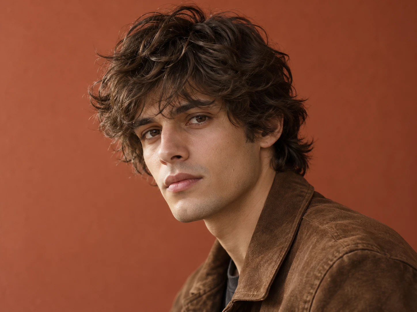 Man met golvend haar in een textured shag met veel laagjes en een luchtige pony