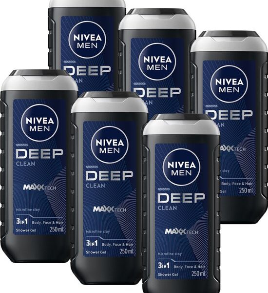 NIVEA MEN NIVEA MEN Deep Clean 3-in-1 Douchegel 6 x 250 ml