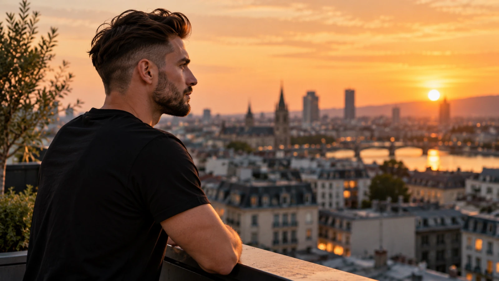 Man met een undercut met korte zijkanten en lang haar bovenop dat losjes naar achteren valt